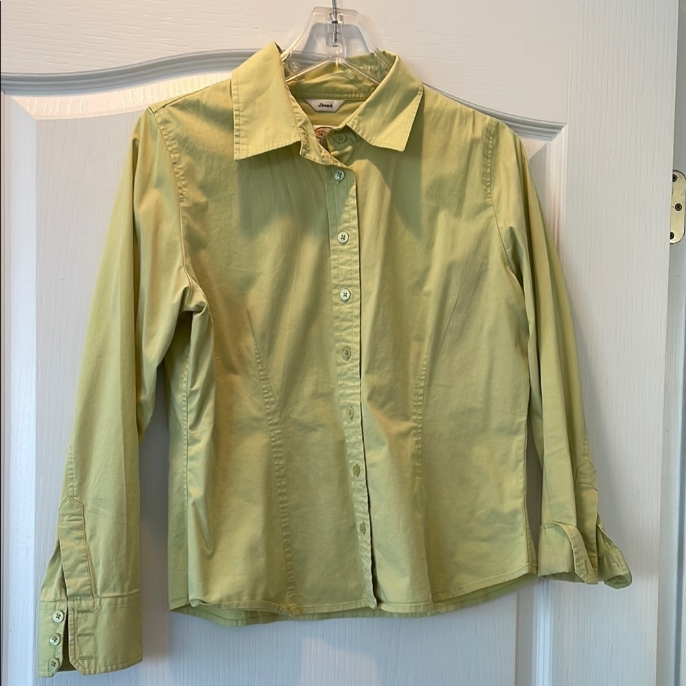 Talbots Vintage Petite Stretch Green Button-Up Shirt